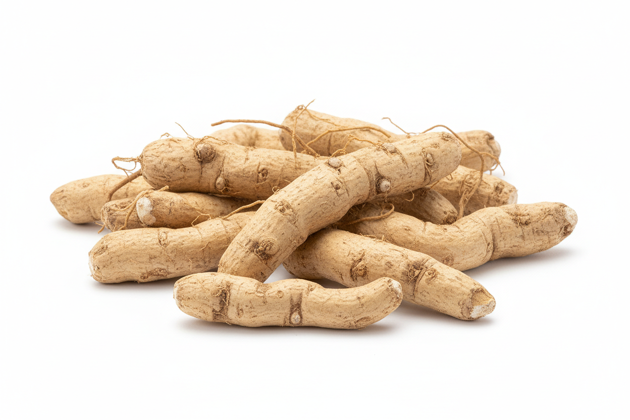 Generate an image of raw ksm66 ashwaghandha have it look stuido like with a plain white background