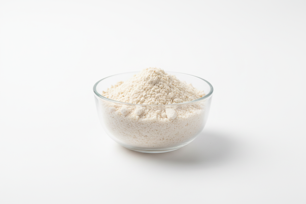Generate an image of raw pectin with a plain white backgroun have the image look like it was taken in a studio/professional setting